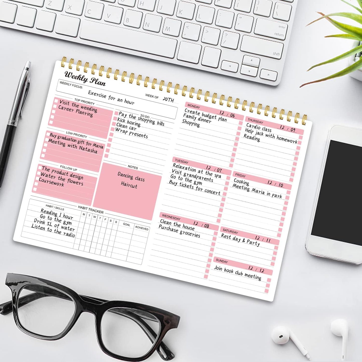 Planner Notepad Undated Goals Schedule Planner to Do List Notebook Planning Pad Calendars Organizers Habit Tracker Journal for Man & Women,52 Weeks (8.5X12")