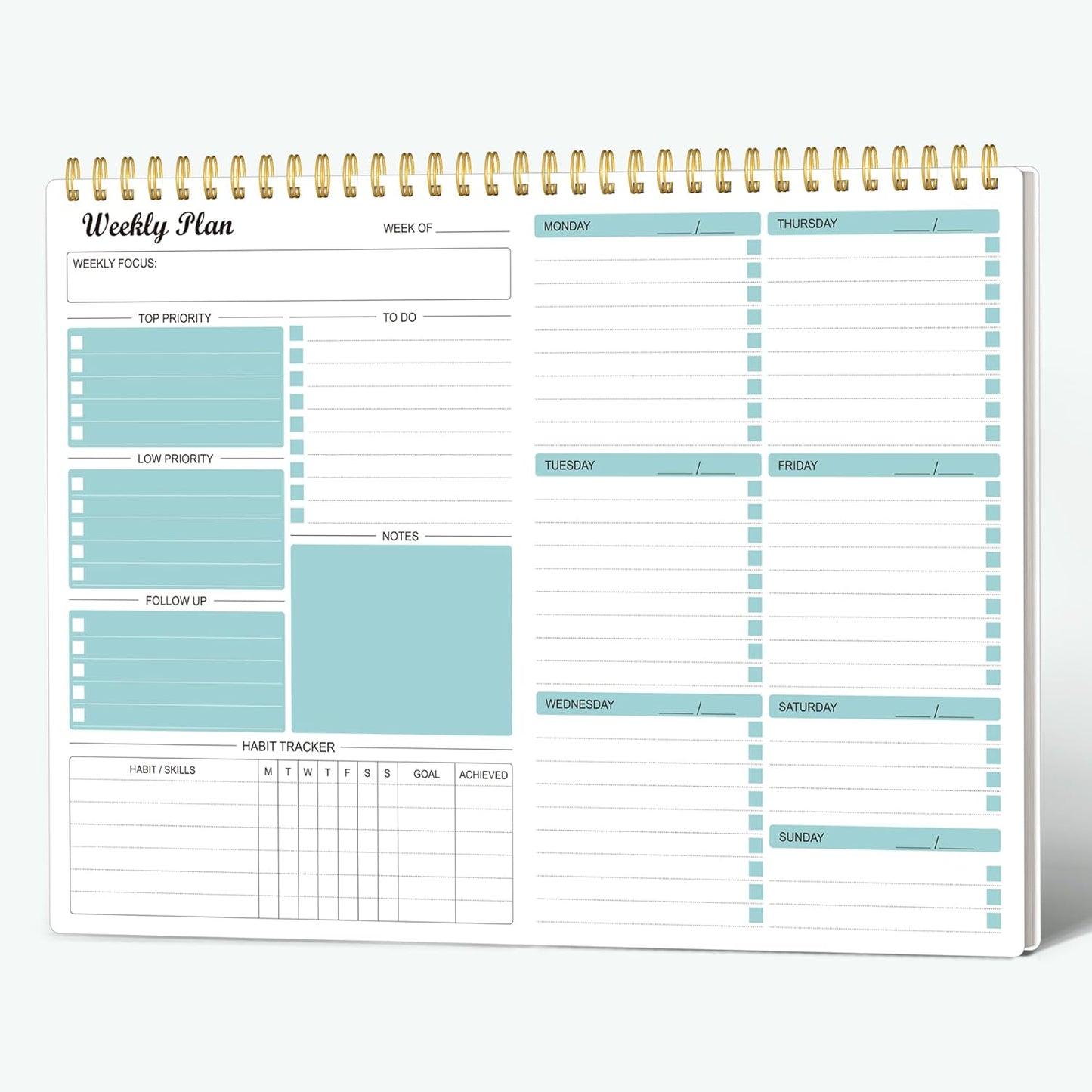 Planner Notepad Undated Goals Schedule Planner to Do List Notebook Planning Pad Calendars Organizers Habit Tracker Journal for Man & Women,52 Weeks (8.5X12")