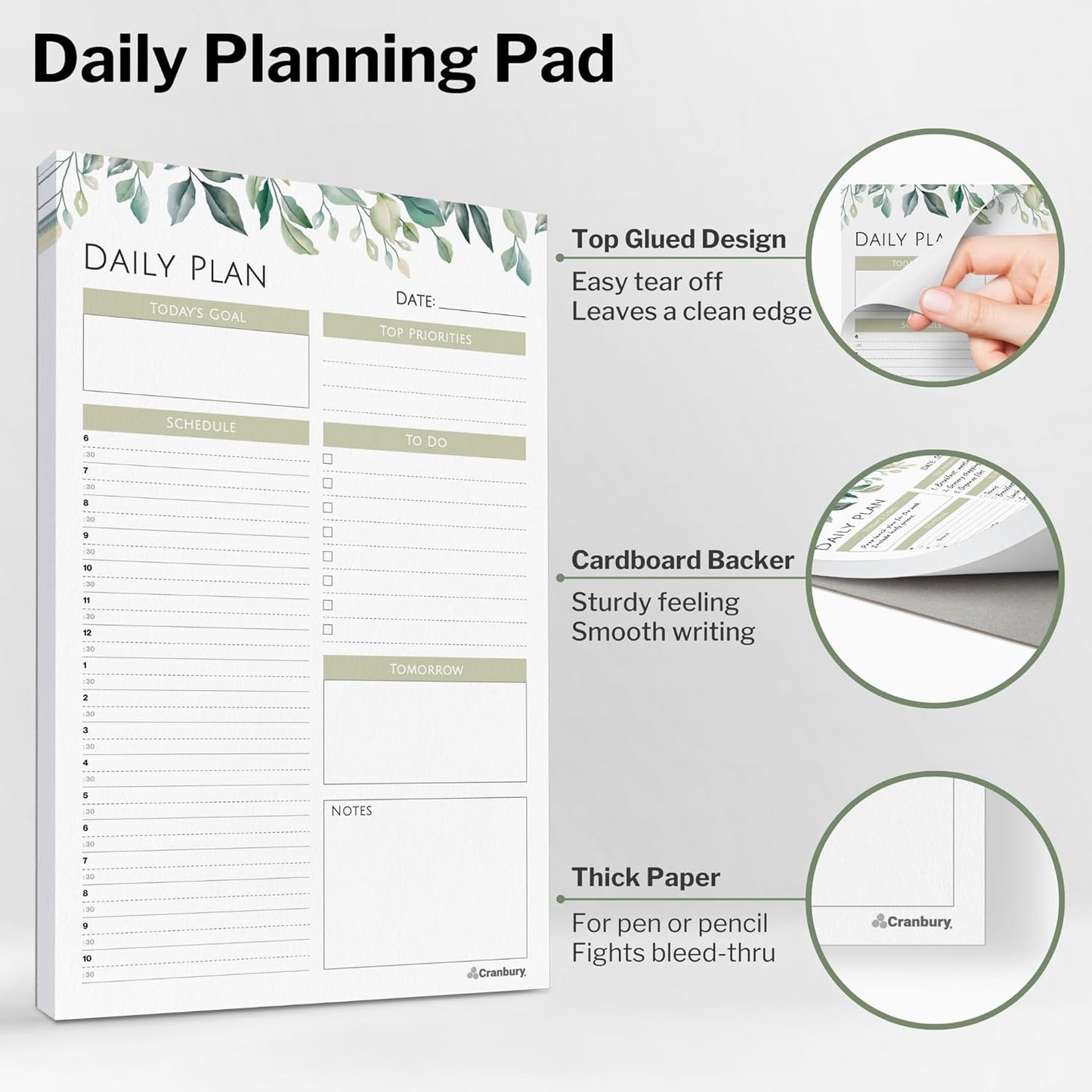 Daily Planner Notepad 2-Pack (5.5X8.5), 54 Tear-Off Pages, Undated Daily to Do List Planner Pad, Personal Planner, Time Block Planner, with Daily Scheduler, Priorities, Notes