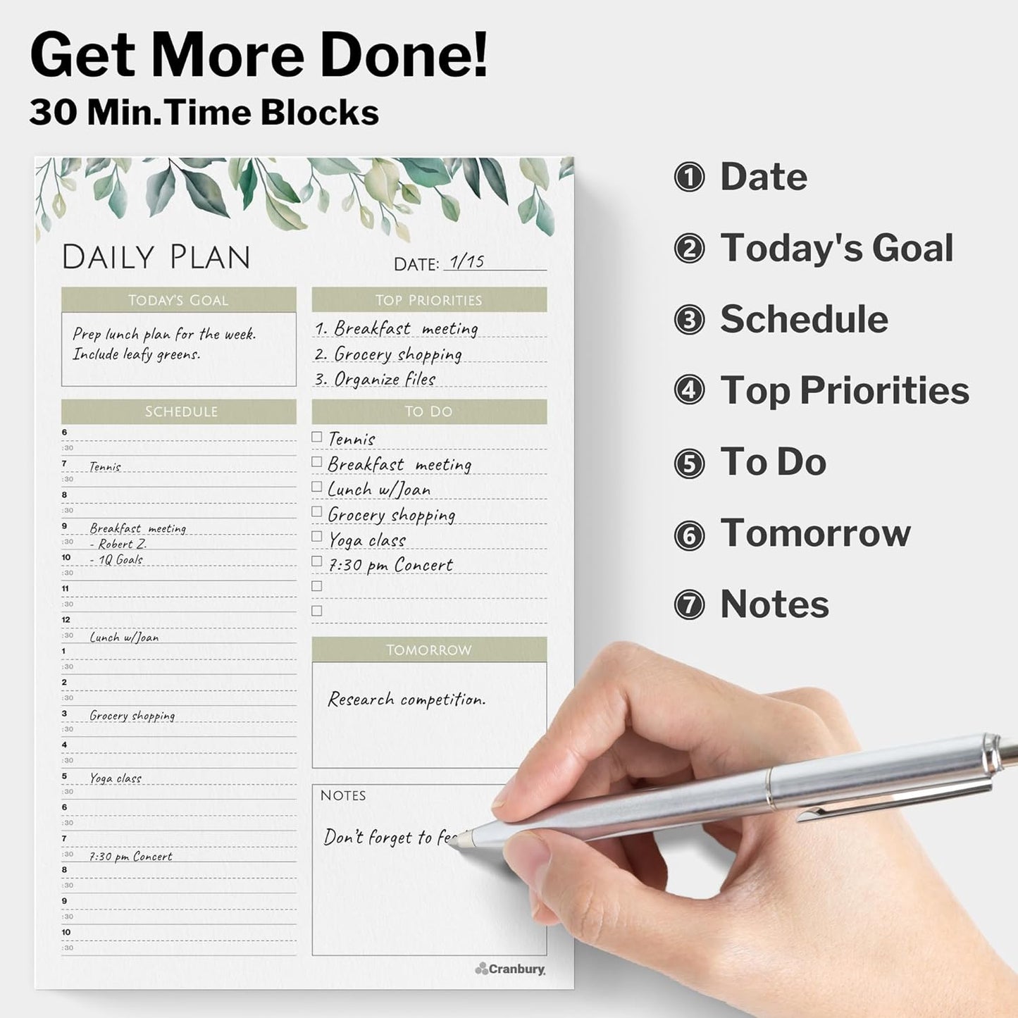 Daily Planner Notepad 2-Pack (5.5X8.5), 54 Tear-Off Pages, Undated Daily to Do List Planner Pad, Personal Planner, Time Block Planner, with Daily Scheduler, Priorities, Notes
