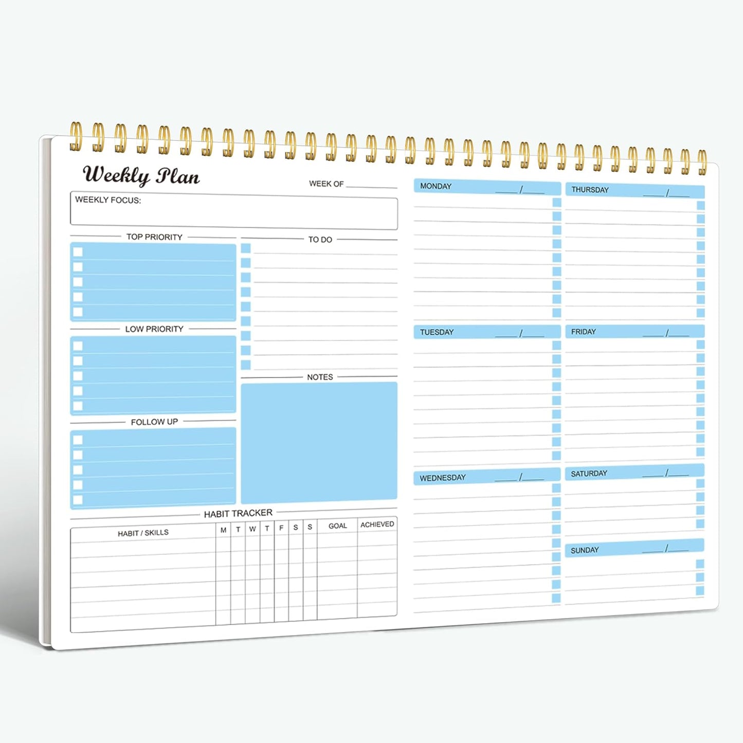 Planner Notepad Undated Goals Schedule Planner to Do List Notebook Planning Pad Calendars Organizers Habit Tracker Journal for Man & Women,52 Weeks (8.5X12")