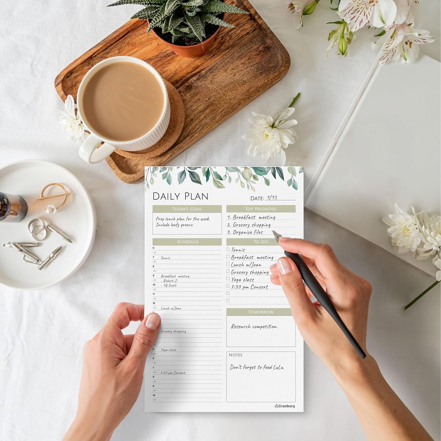 Daily Planner Notepad 2-Pack (5.5X8.5), 54 Tear-Off Pages, Undated Daily to Do List Planner Pad, Personal Planner, Time Block Planner, with Daily Scheduler, Priorities, Notes