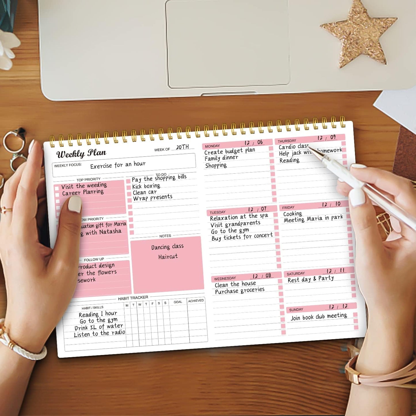 Planner Notepad Undated Goals Schedule Planner to Do List Notebook Planning Pad Calendars Organizers Habit Tracker Journal for Man & Women,52 Weeks (8.5X12")