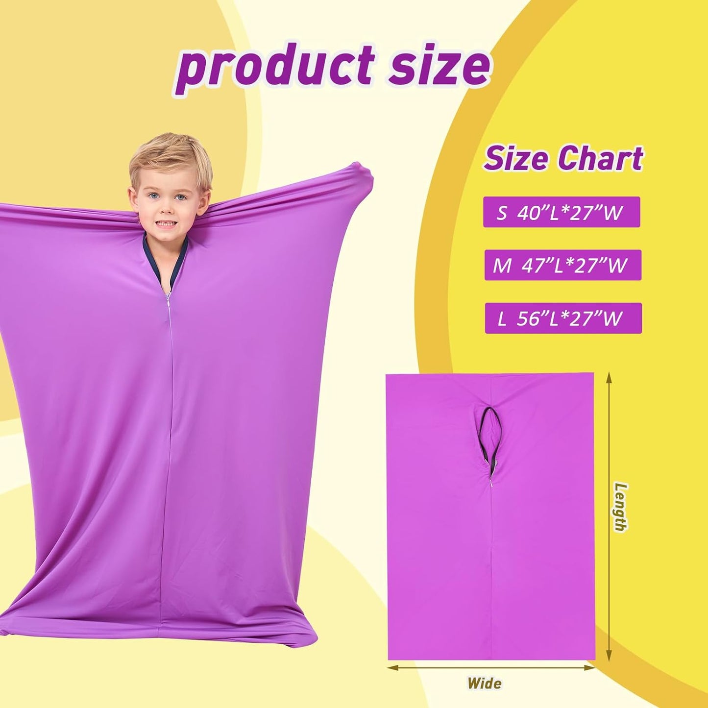 Sensory Body Sock for Kids,Sensory Sack for Relaxation, Focus,Sensory Integration,Body Sock (Small 40''×27'')