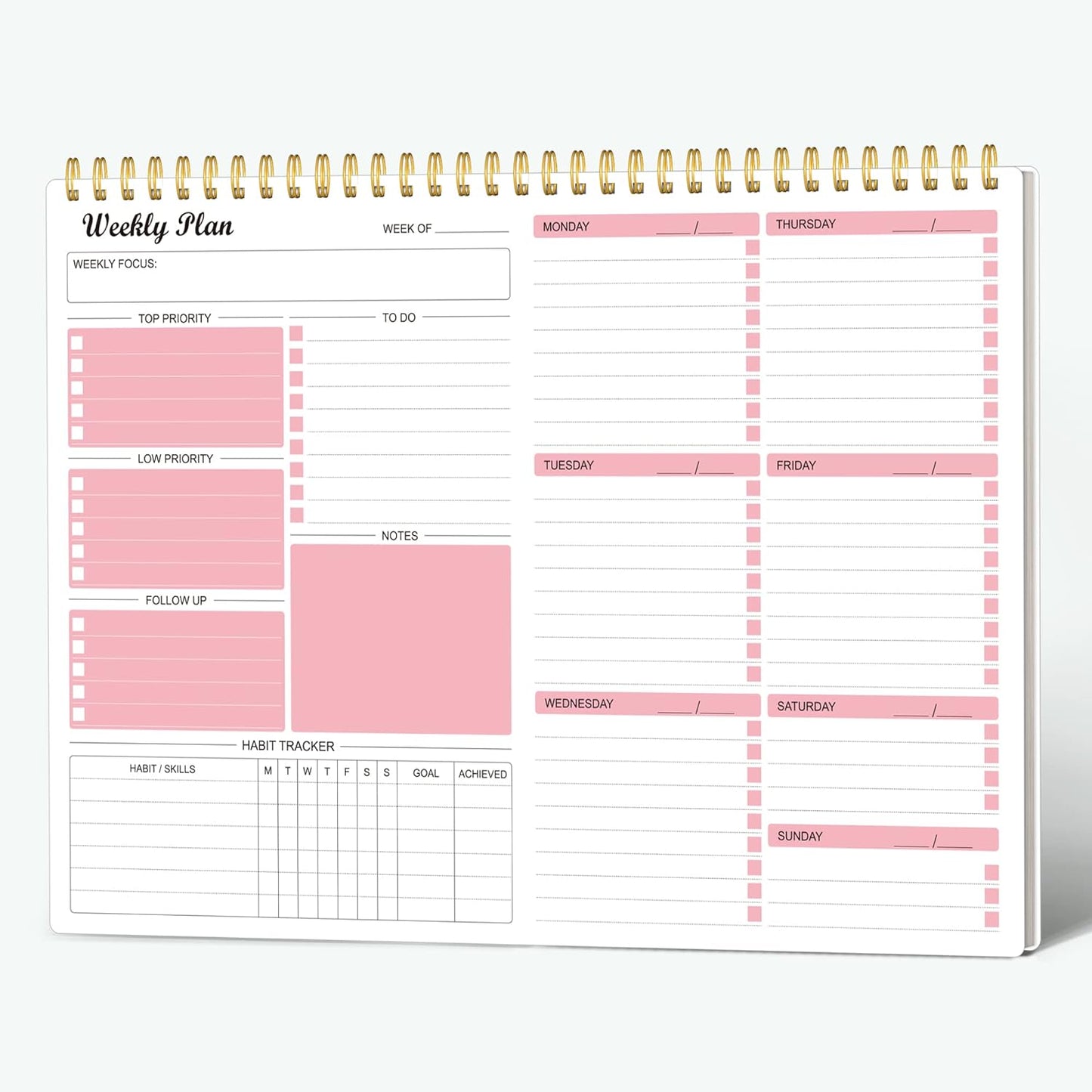 Planner Notepad Undated Goals Schedule Planner to Do List Notebook Planning Pad Calendars Organizers Habit Tracker Journal for Man & Women,52 Weeks (8.5X12")
