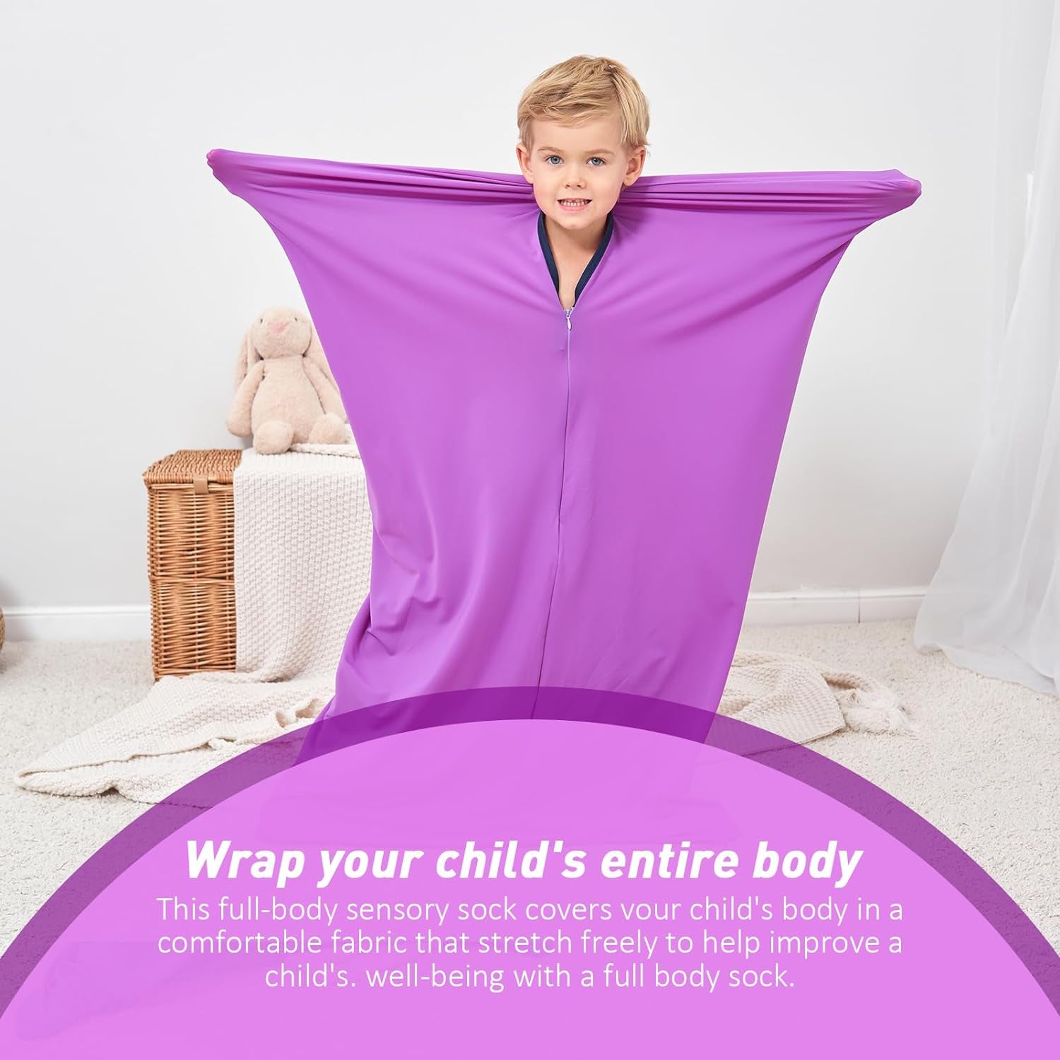Sensory Body Sock for Kids,Sensory Sack for Relaxation, Focus,Sensory Integration,Body Sock (Small 40''×27'')
